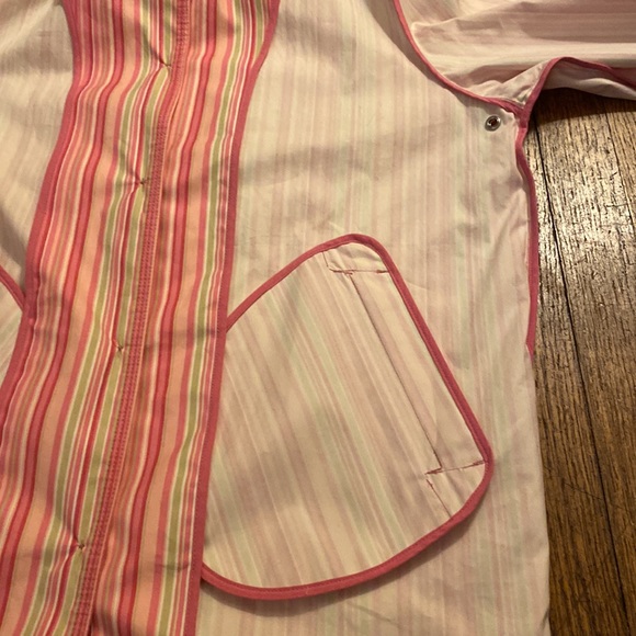 L.L. Bean car coat mackintosh pink stripe L Petite - Picture 8 of 13